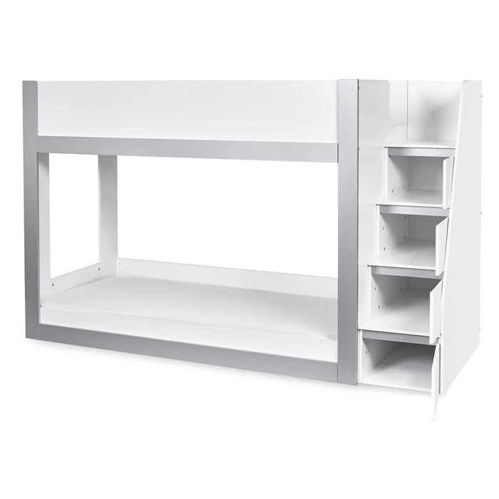 Gaia 90cm Single Bunk Bed - White and Silver