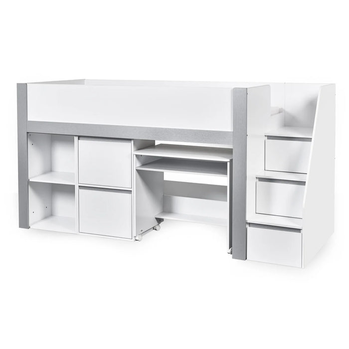 Gaia 90cm Single Midsleeper - White and Silver