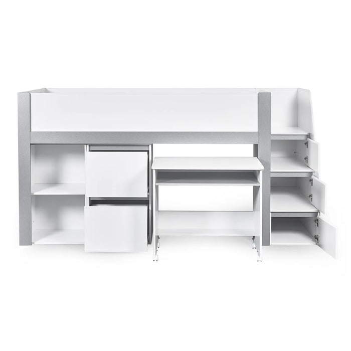 Gaia 90cm Single Midsleeper - White and Silver