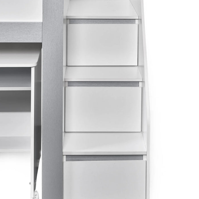 Gaia 90cm Single Midsleeper - White and Silver