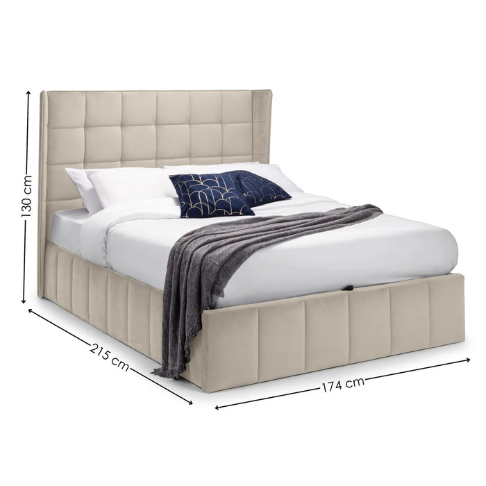 Gatsby Cream Velvet 135cm Double Ottoman Storage Bed
