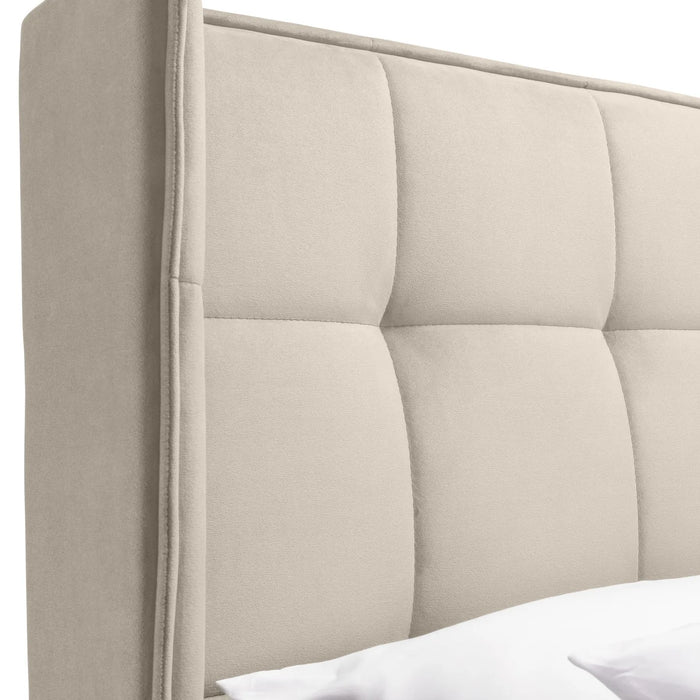 Gatsby Cream Velvet 150cm King Ottoman Storage Bed
