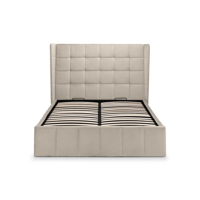 Gatsby Cream Velvet 150cm King Ottoman Storage Bed