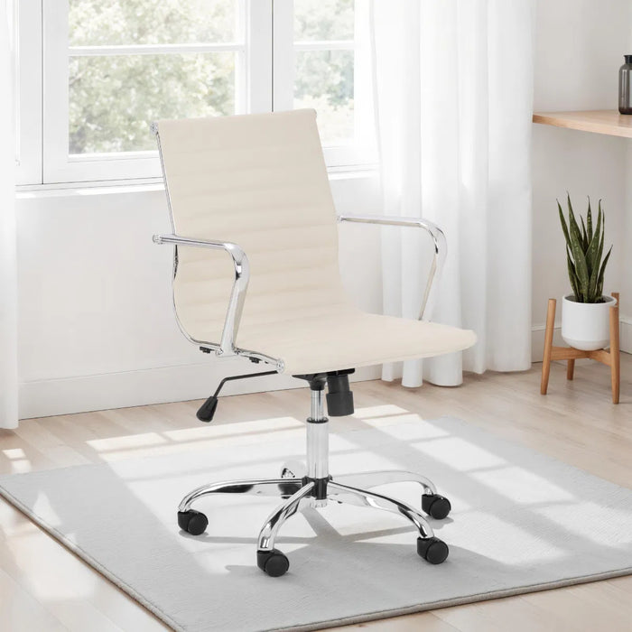 Gio Ivory & Chrome Office Chair