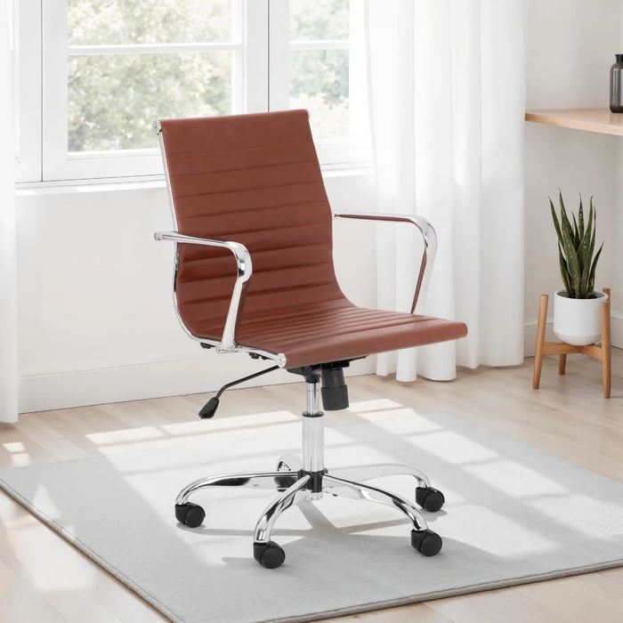 Gio Brown & Chrome Office Chair