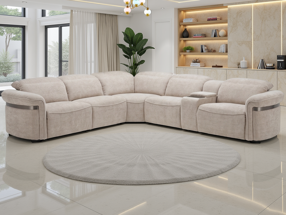 Kova Electric Tech Reclining Corner Sofa - Beige