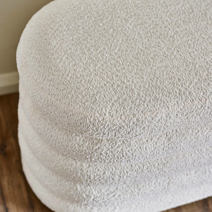 Hailey Ivory Boucle Upholstered Ottoman Storage Bench