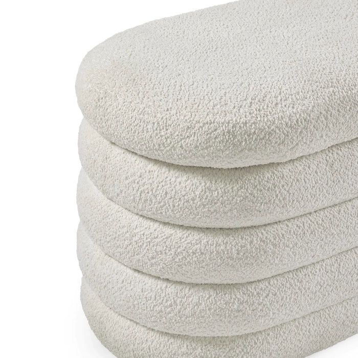 Hailey Ivory Boucle Upholstered Ottoman Storage Bench