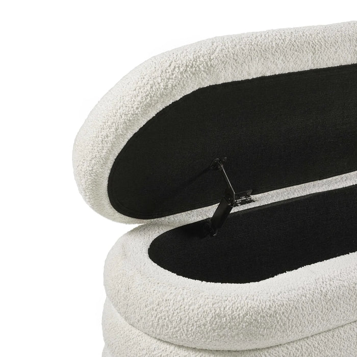 Hailey Ivory Boucle Upholstered Ottoman Storage Bench