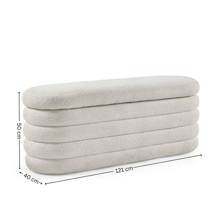 Hailey Ivory Boucle Upholstered Ottoman Storage Bench