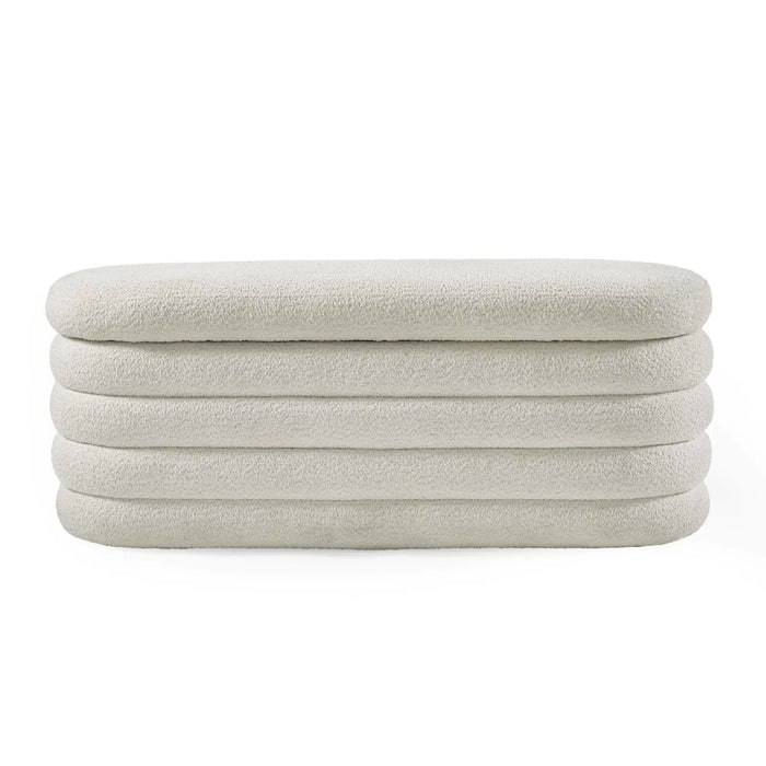 Hailey Ivory Boucle Upholstered Ottoman Storage Bench