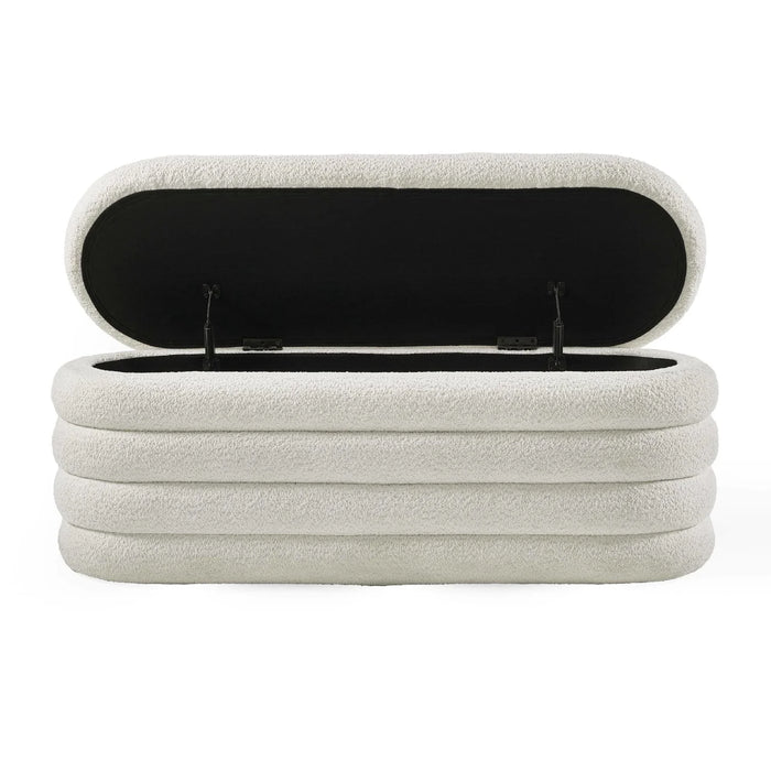 Hailey Ivory Boucle Upholstered Ottoman Storage Bench