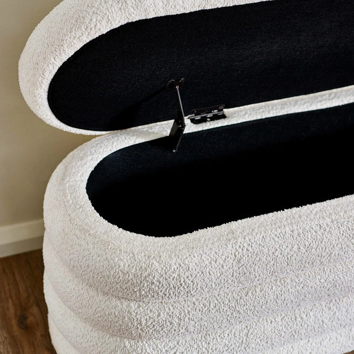 Hailey Ivory Boucle Upholstered Ottoman Storage Bench