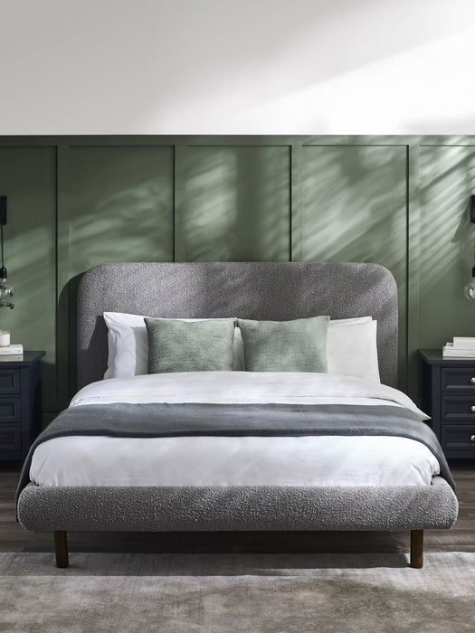 Hannah Double Bed 135Cm - Grey Boucle