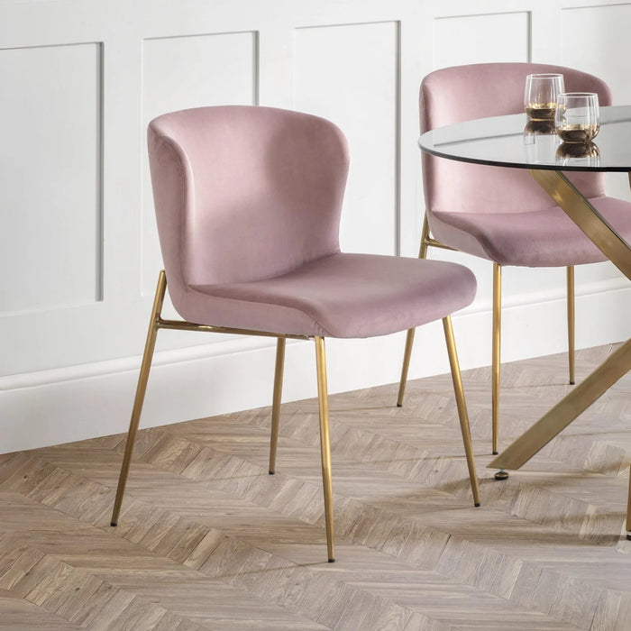 Set Of 2 Harper Dining Chairs - Dusky Pink