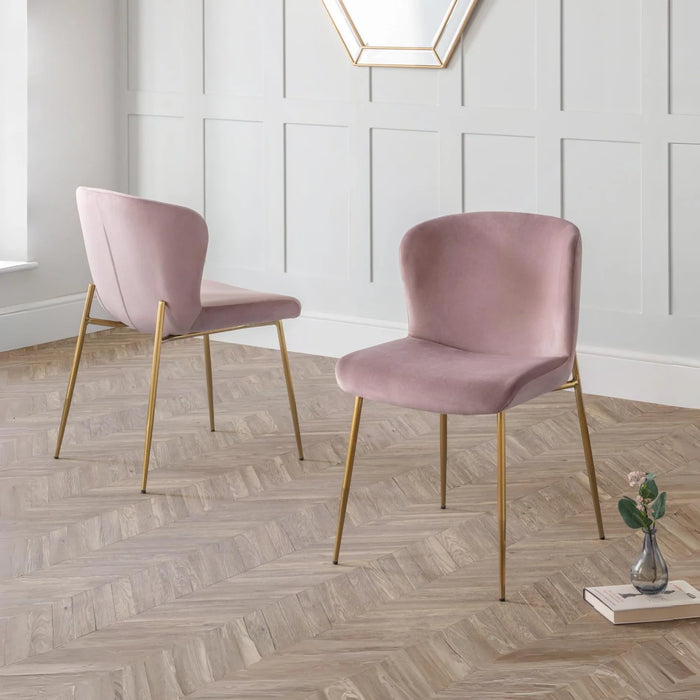 Set Of 2 Harper Dining Chairs - Dusky Pink