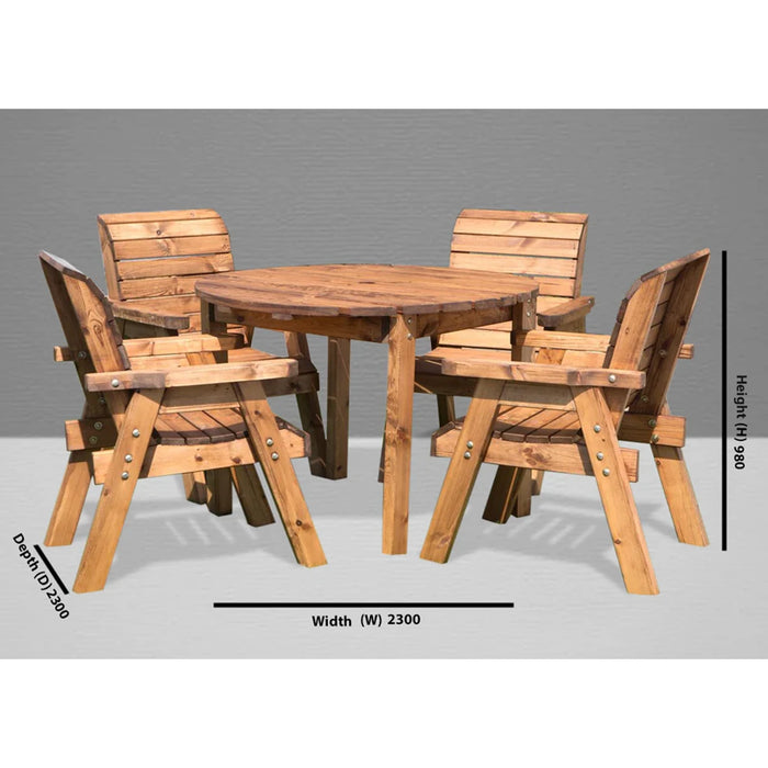 4 Seater Wooden Circular Table Set