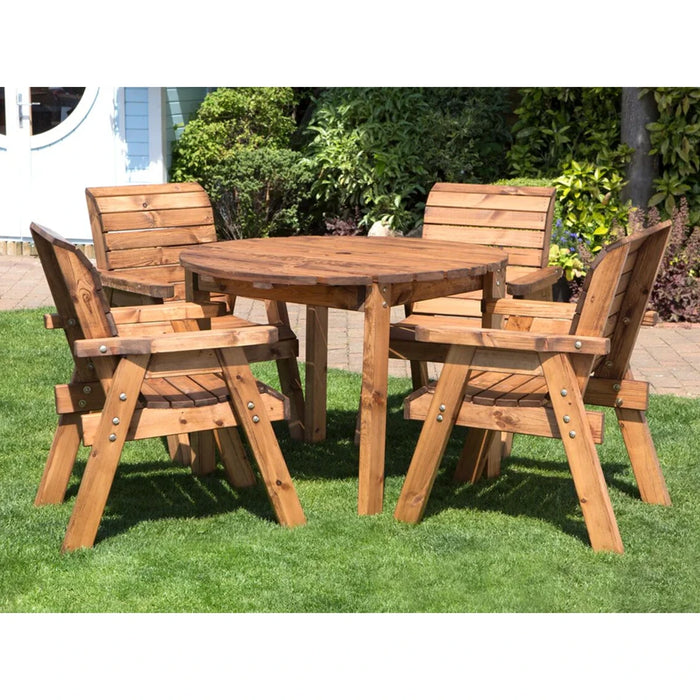 4 Seater Wooden Circular Table Set
