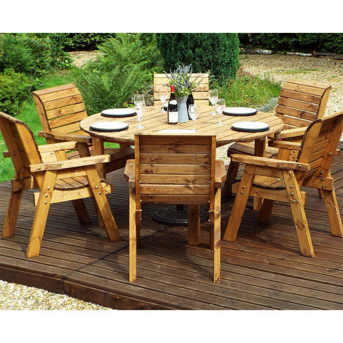 6 Seater Circular Wooden Table Set
