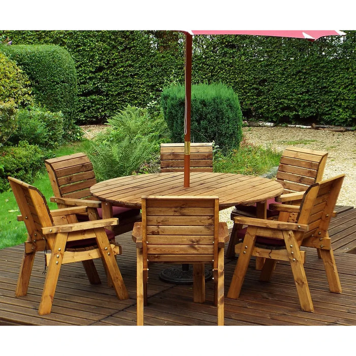6 Seater Circular Wooden Table Set