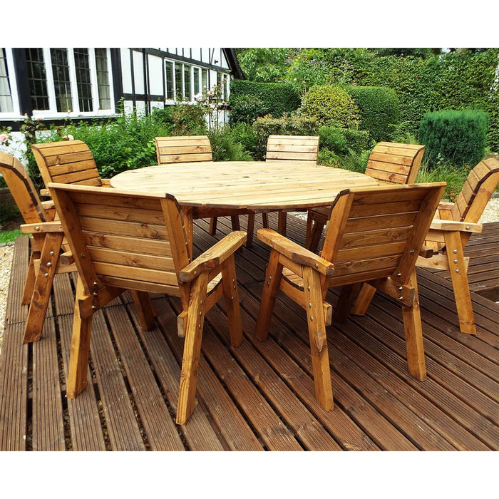 8 Seater Wooden Circular Table Set