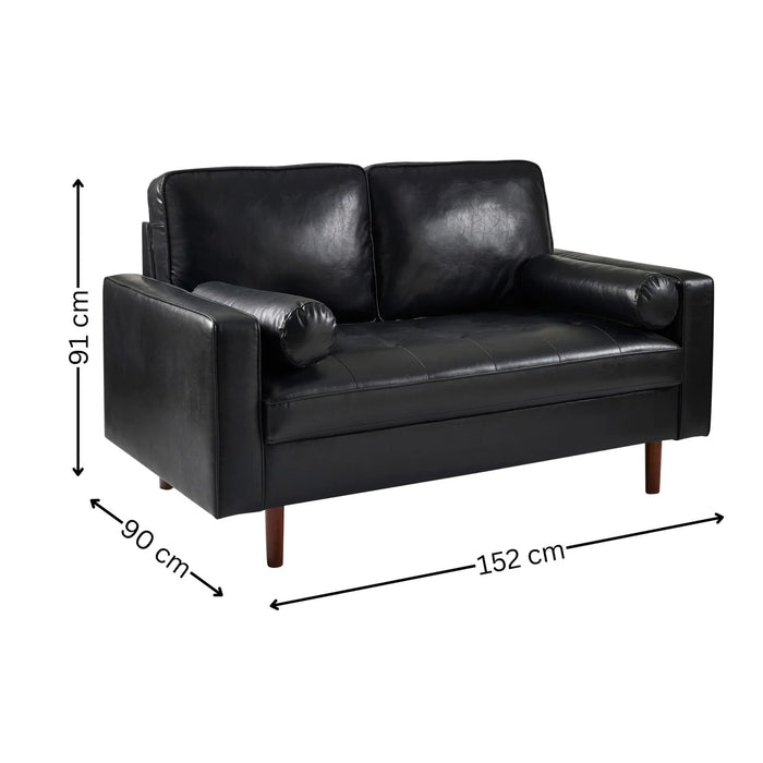 Henley Black Faux Leather 2 Seater Sofa