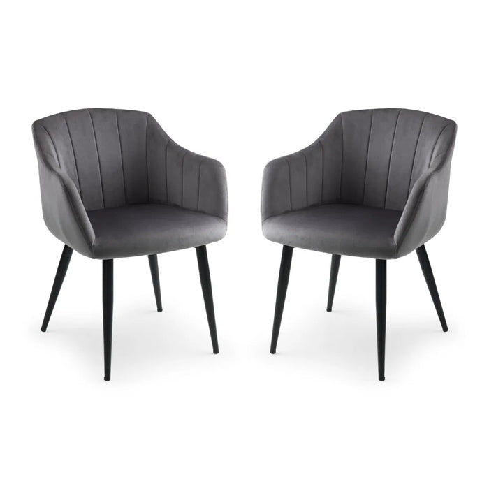 Berwick Round Table & 4 Hobart Scalloped Chairs - Grey