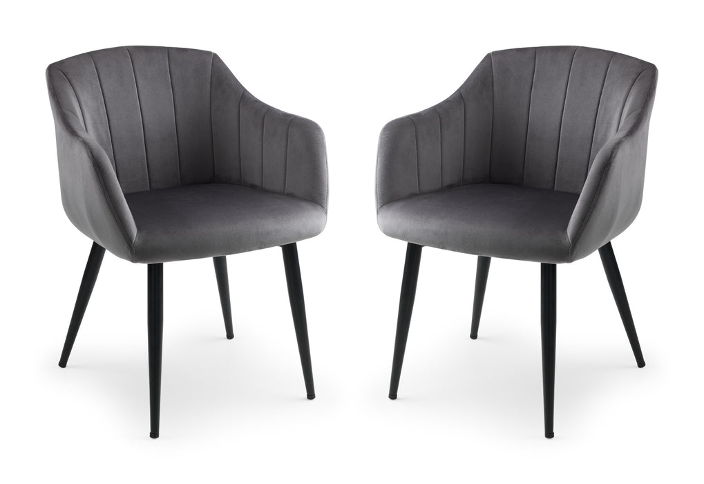 Set Of 2 Hobart Scalloped Dining Chairs - Grey