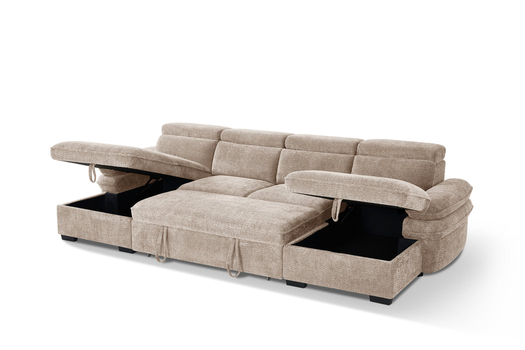Axton U-Shape Sofa Bed - Beige