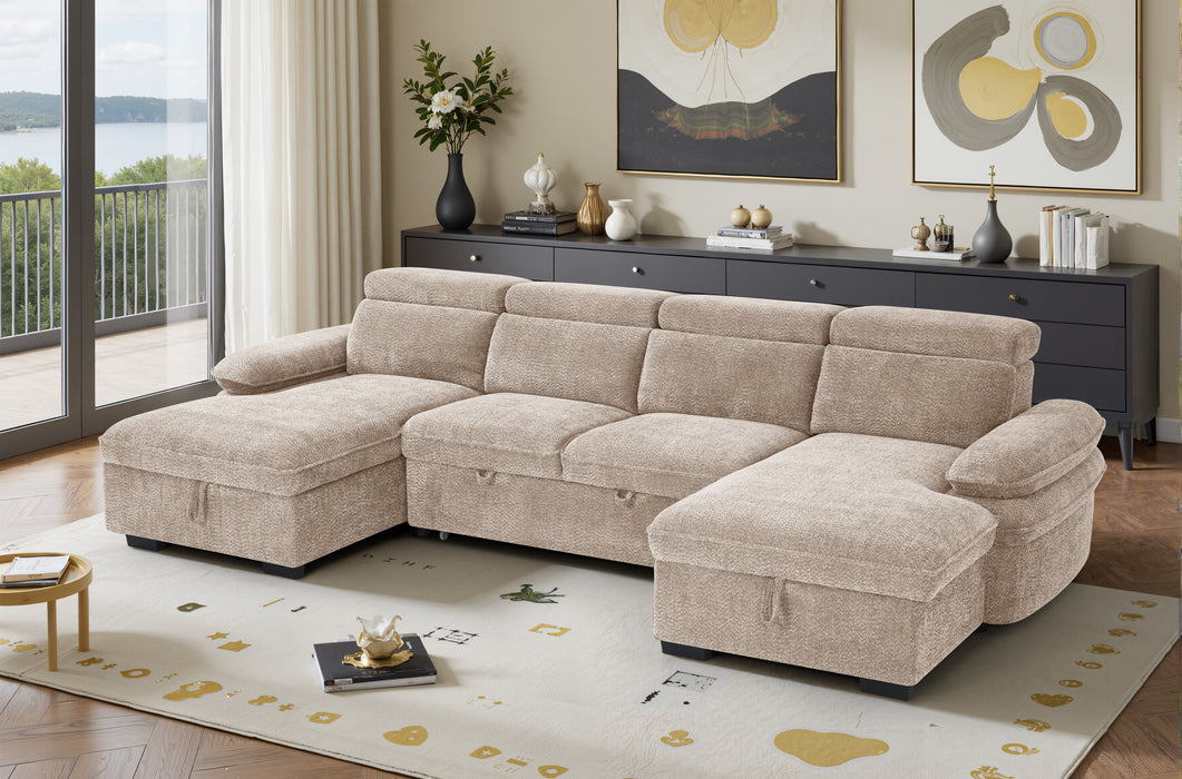 Axton U-Shape Sofa Bed - Beige