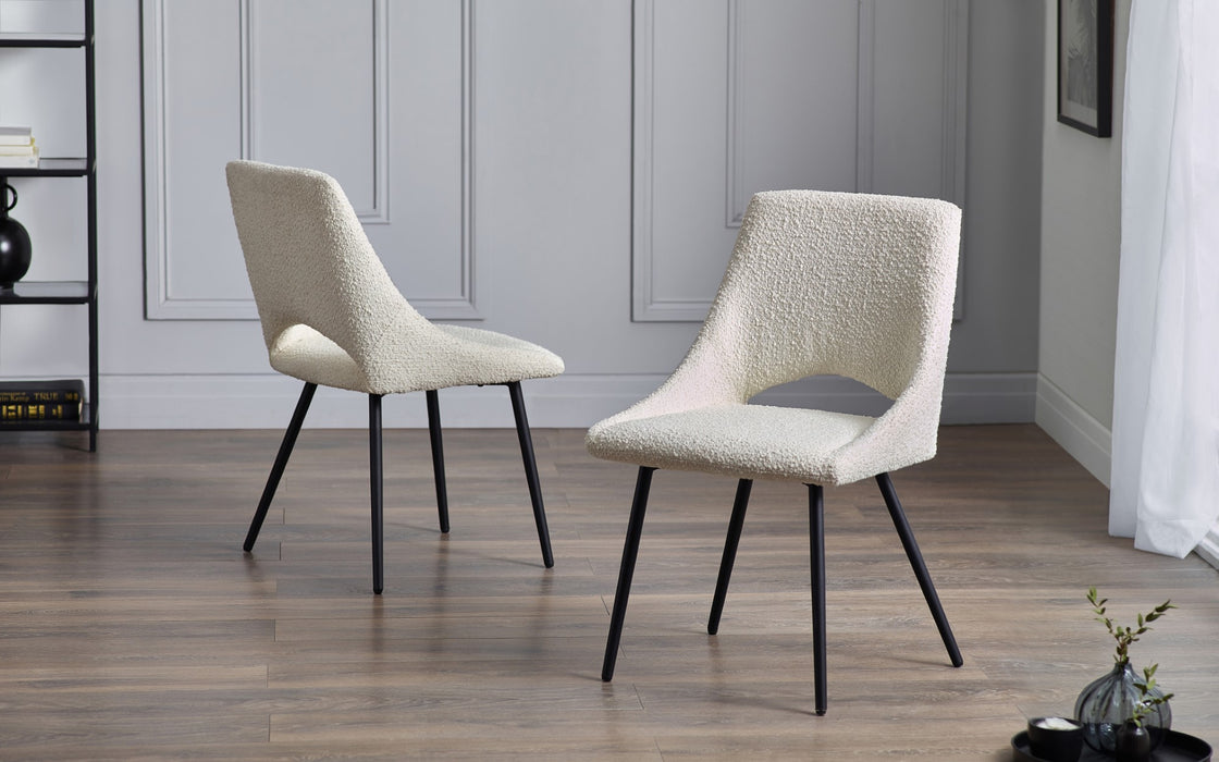 Set Of 2 Iris Boucle Dining Chairs - Ivory