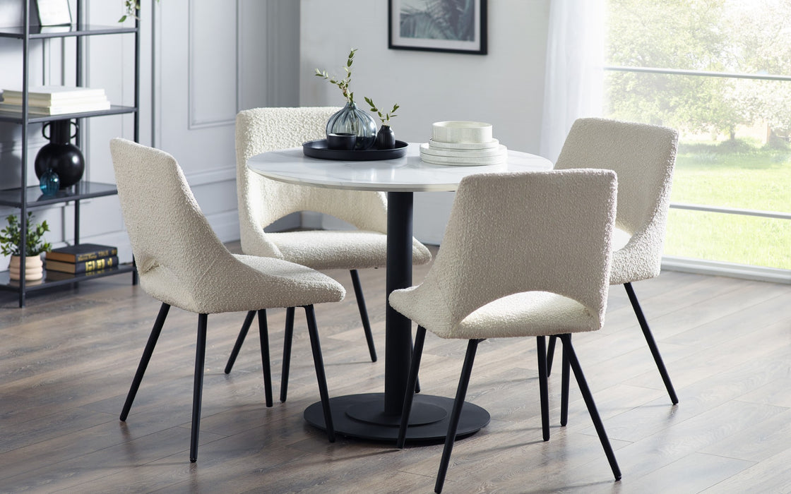 Set Of 2 Iris Boucle Dining Chairs - Ivory