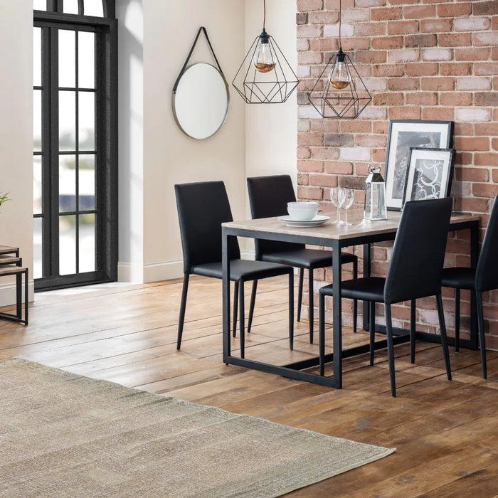 Tribeca Walnut Dining Table & 4 Jazz Black Chairs in Black