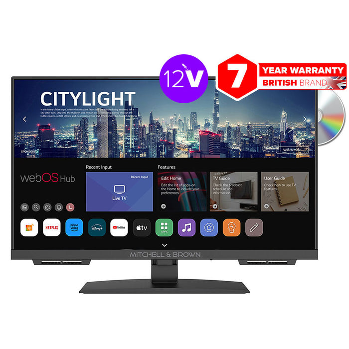 JB-24DVD1811ST 24 inch WebOS Smart Travel TV with Built-in DVD - 12V Battery Mains