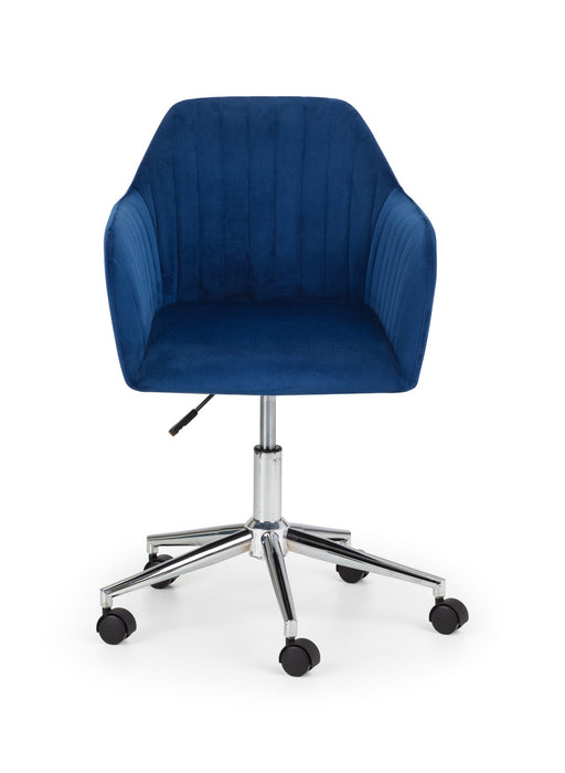 Kahlo Velvet Swivel Office Chair- Blue/Chrome