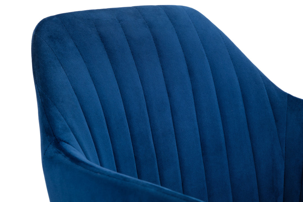 Kahlo Velvet Swivel Office Chair- Blue/Chrome