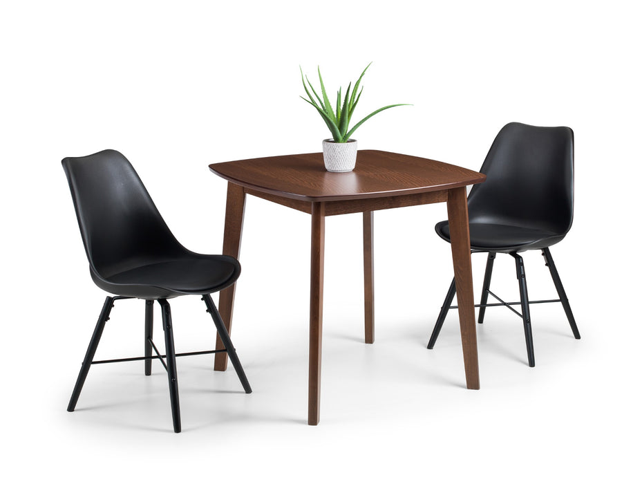 Set Of 2 Kari Dining Chairs - Black Seat & Black Legs