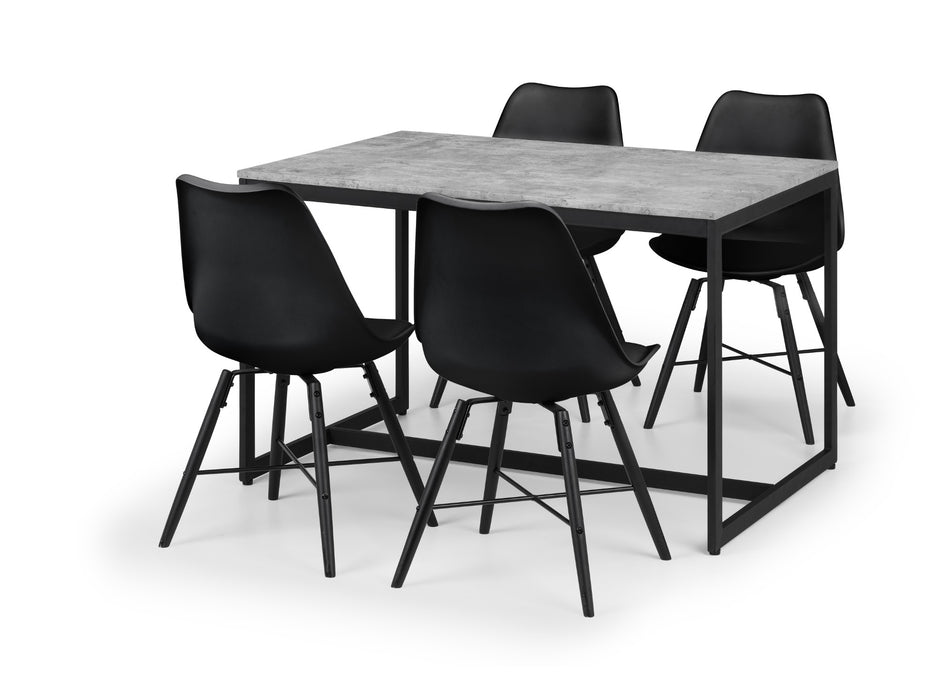 Set Of 2 Kari Dining Chairs - Black Seat & Black Legs