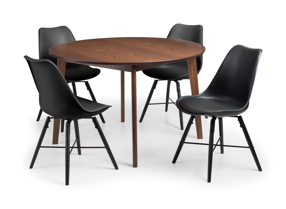 Set Of 2 Kari Dining Chairs - Black Seat & Black Legs