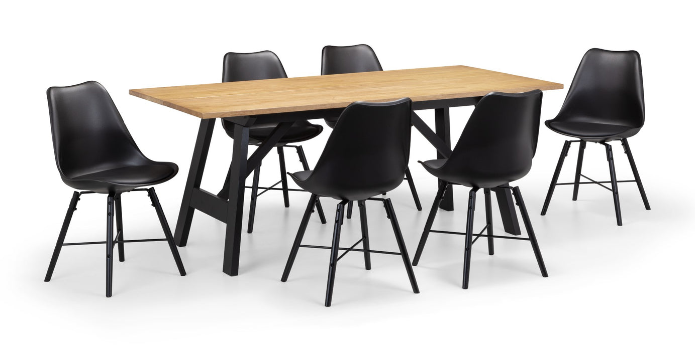 Set Of 2 Kari Dining Chairs - Black Seat & Black Legs