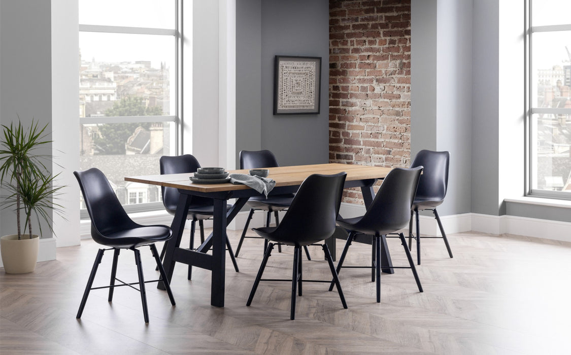 Set Of 2 Kari Dining Chairs - Black Seat & Black Legs