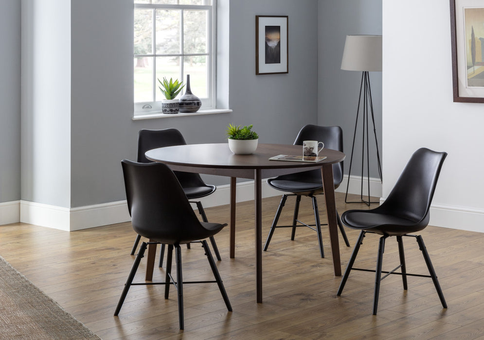 Set Of 2 Kari Dining Chairs - Black Seat & Black Legs