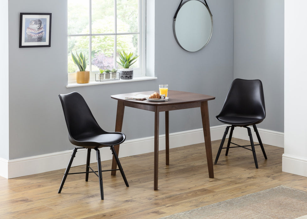 Set Of 2 Kari Dining Chairs - Black Seat & Black Legs