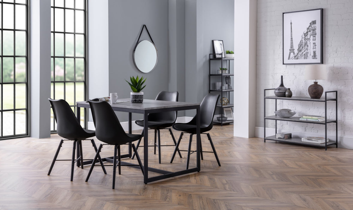 Set Of 2 Kari Dining Chairs - Black Seat & Black Legs