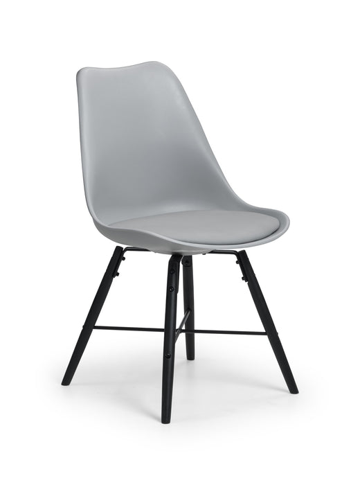 Set Of 2 Kari Dining Chairs - Grey Seat & Black Legs