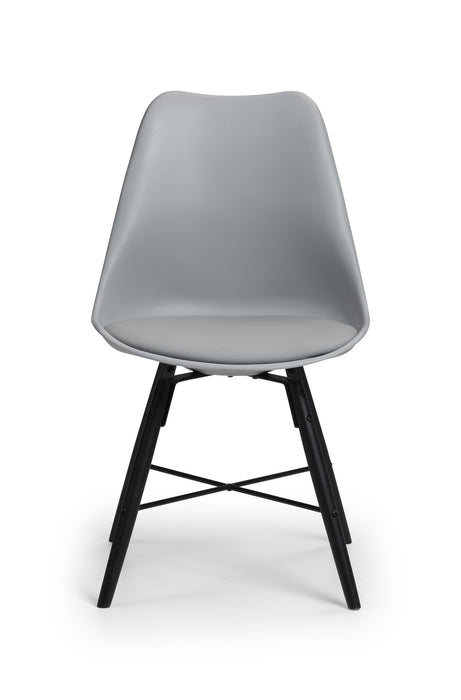 Set Of 2 Kari Dining Chairs - Grey Seat & Black Legs
