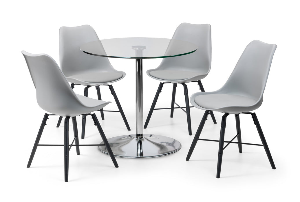 Set Of 2 Kari Dining Chairs - Grey Seat & Black Legs