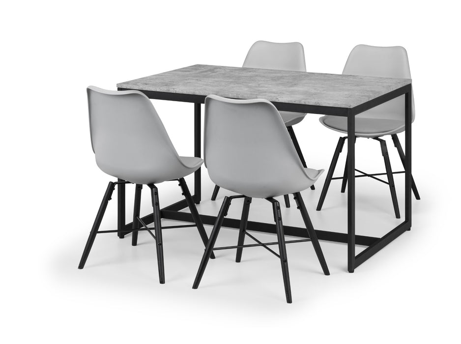 Set Of 2 Kari Dining Chairs - Grey Seat & Black Legs
