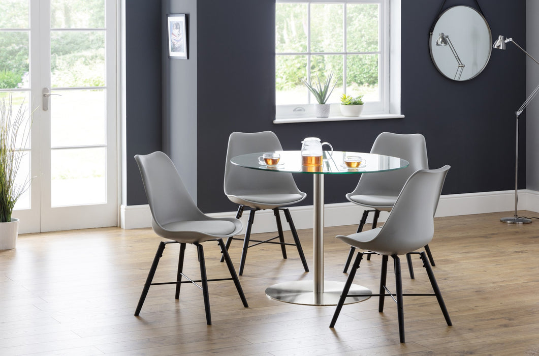 Set Of 2 Kari Dining Chairs - Grey Seat & Black Legs