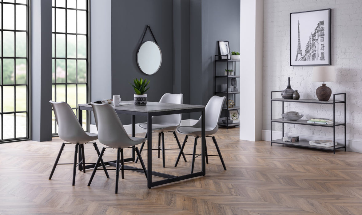 Set Of 2 Kari Dining Chairs - Grey Seat & Black Legs